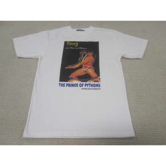Vintage Tong The Prince of Pythons Shirt Mens Medium White Vietnam Circus 90s - Picture 1 of 16
